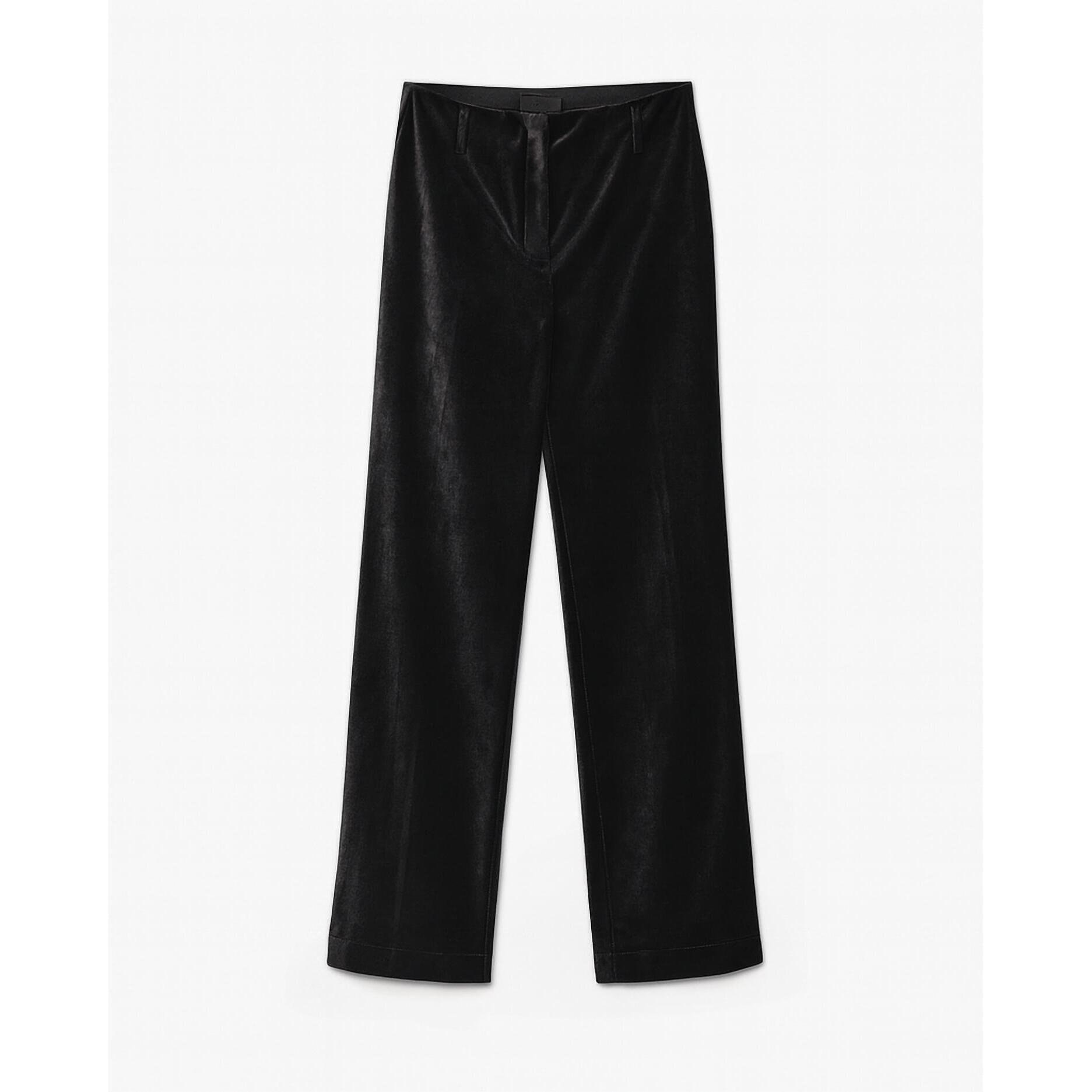 New Forte Forte Women's Stretch Velvet Flared Trousers In Noir Black